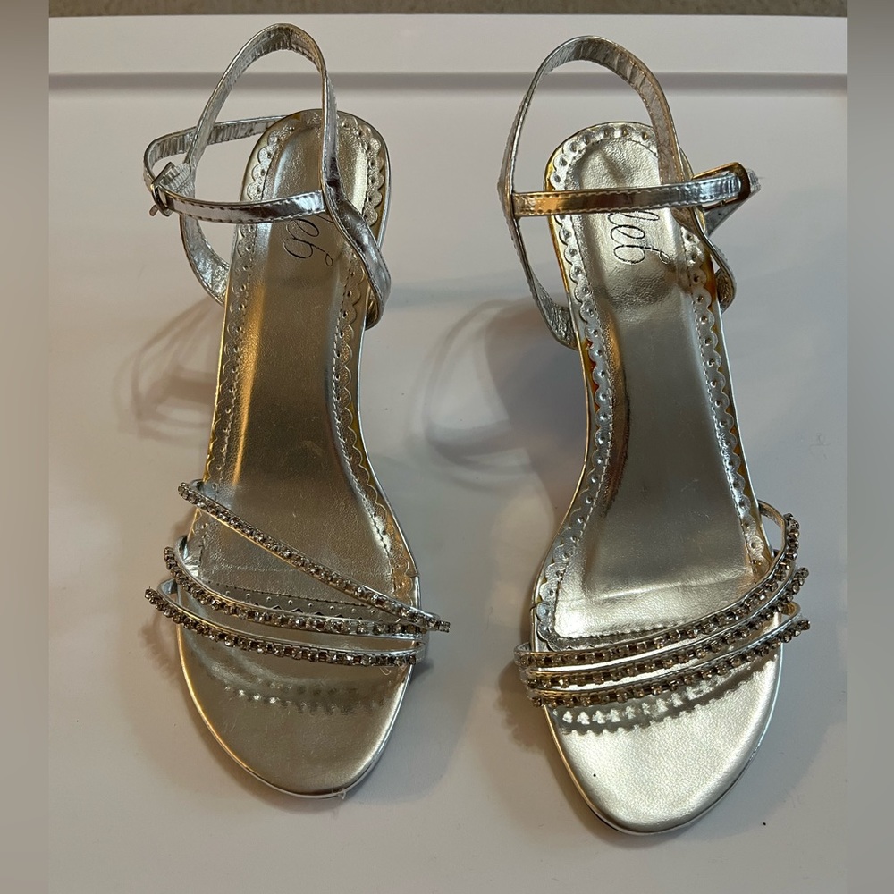 3/$15 Deb Silver Strappy Heels